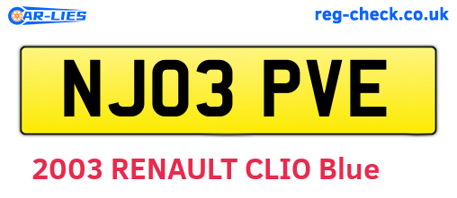 NJ03PVE are the vehicle registration plates.