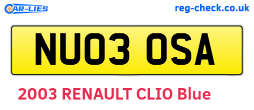 NU03OSA are the vehicle registration plates.