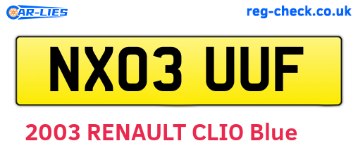 NX03UUF are the vehicle registration plates.
