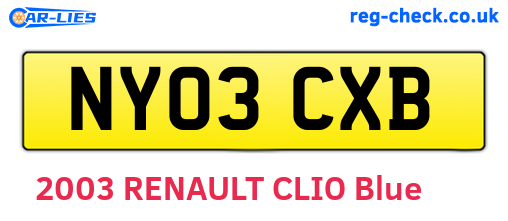 NY03CXB are the vehicle registration plates.