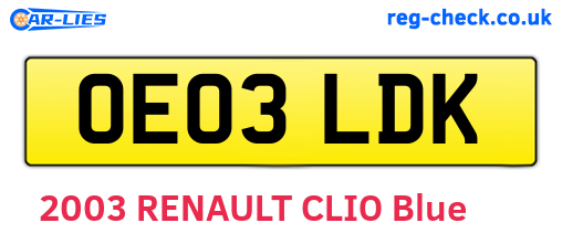 OE03LDK are the vehicle registration plates.