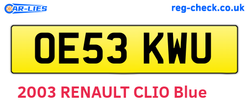OE53KWU are the vehicle registration plates.