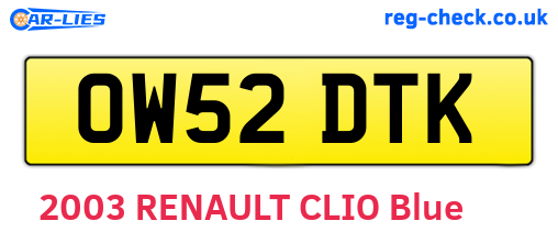 OW52DTK are the vehicle registration plates.