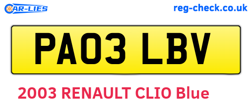 PA03LBV are the vehicle registration plates.