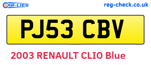PJ53CBV are the vehicle registration plates.