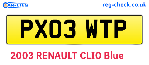 PX03WTP are the vehicle registration plates.