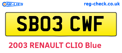 SB03CWF are the vehicle registration plates.
