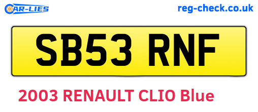 SB53RNF are the vehicle registration plates.