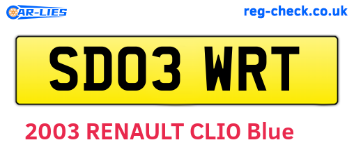 SD03WRT are the vehicle registration plates.