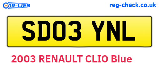 SD03YNL are the vehicle registration plates.
