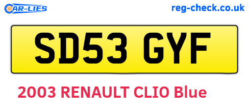 SD53GYF are the vehicle registration plates.