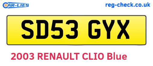 SD53GYX are the vehicle registration plates.