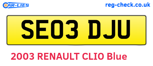 SE03DJU are the vehicle registration plates.