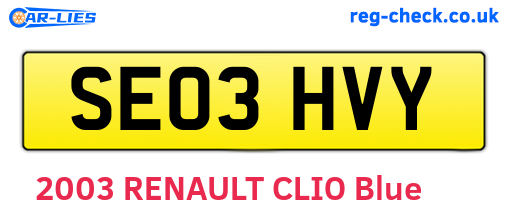 SE03HVY are the vehicle registration plates.