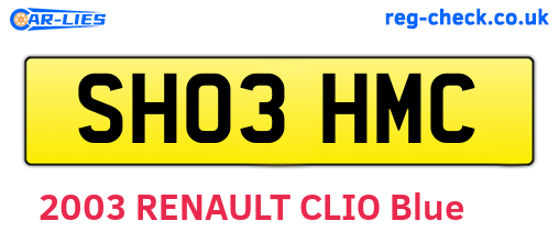 SH03HMC are the vehicle registration plates.