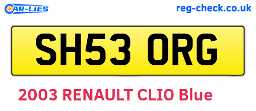 SH53ORG are the vehicle registration plates.