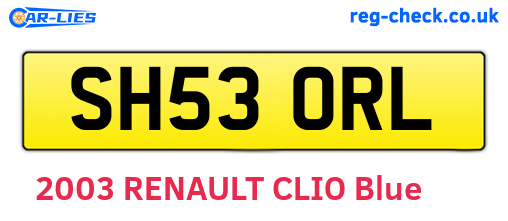 SH53ORL are the vehicle registration plates.