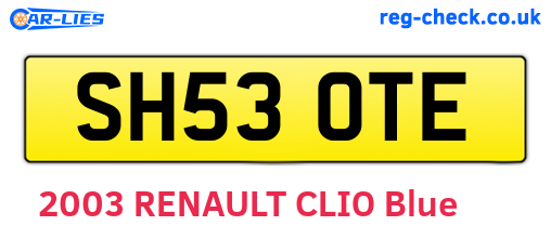 SH53OTE are the vehicle registration plates.