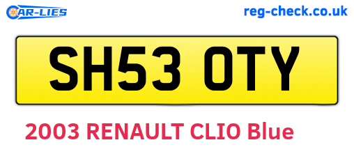 SH53OTY are the vehicle registration plates.