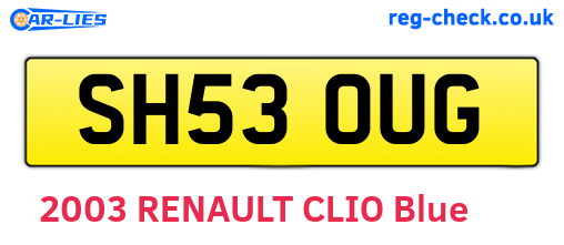 SH53OUG are the vehicle registration plates.
