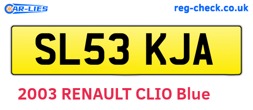 SL53KJA are the vehicle registration plates.