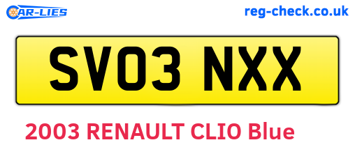 SV03NXX are the vehicle registration plates.