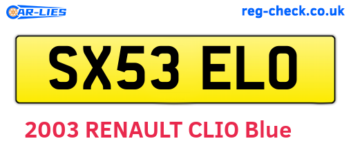 SX53ELO are the vehicle registration plates.