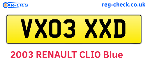 VX03XXD are the vehicle registration plates.