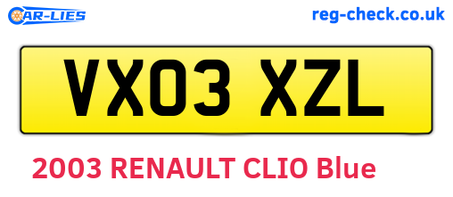 VX03XZL are the vehicle registration plates.