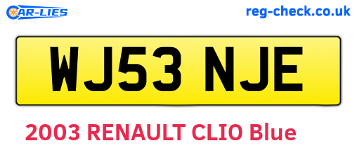 WJ53NJE are the vehicle registration plates.