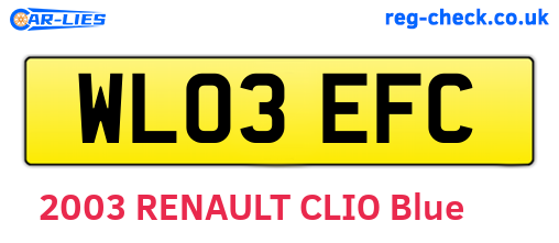 WL03EFC are the vehicle registration plates.