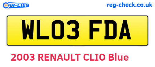 WL03FDA are the vehicle registration plates.