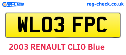WL03FPC are the vehicle registration plates.