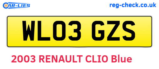 WL03GZS are the vehicle registration plates.