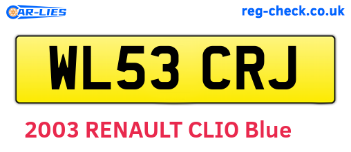 WL53CRJ are the vehicle registration plates.