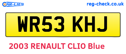 WR53KHJ are the vehicle registration plates.