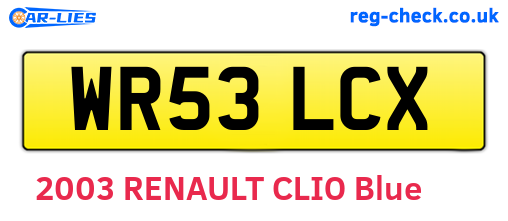 WR53LCX are the vehicle registration plates.