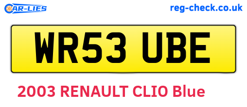 WR53UBE are the vehicle registration plates.