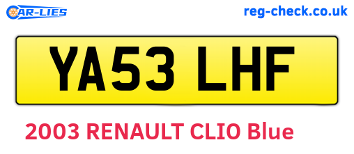 YA53LHF are the vehicle registration plates.