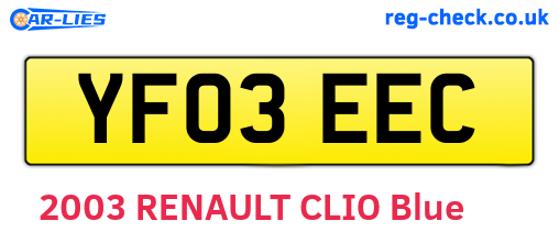 YF03EEC are the vehicle registration plates.