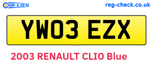 YW03EZX are the vehicle registration plates.