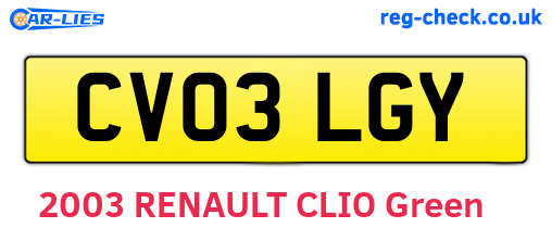 CV03LGY are the vehicle registration plates.