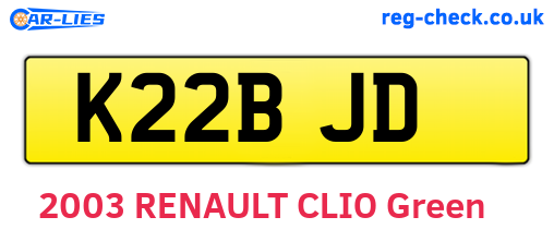K22BJD are the vehicle registration plates.