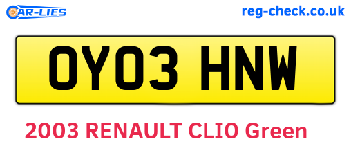 OY03HNW are the vehicle registration plates.