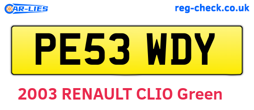 PE53WDY are the vehicle registration plates.