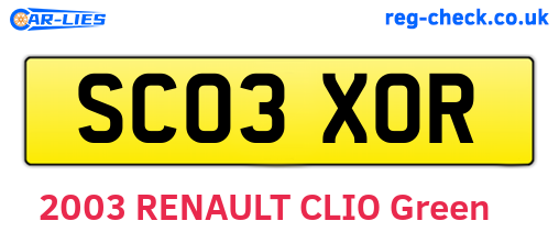 SC03XOR are the vehicle registration plates.