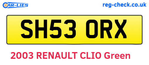 SH53ORX are the vehicle registration plates.