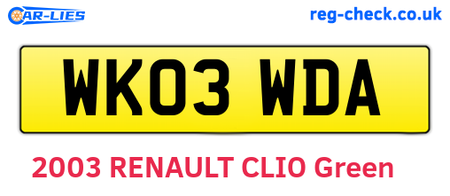 WK03WDA are the vehicle registration plates.