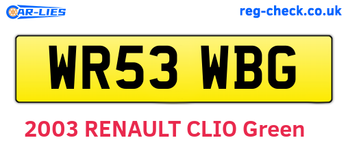 WR53WBG are the vehicle registration plates.
