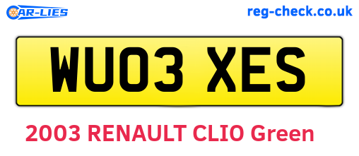 WU03XES are the vehicle registration plates.